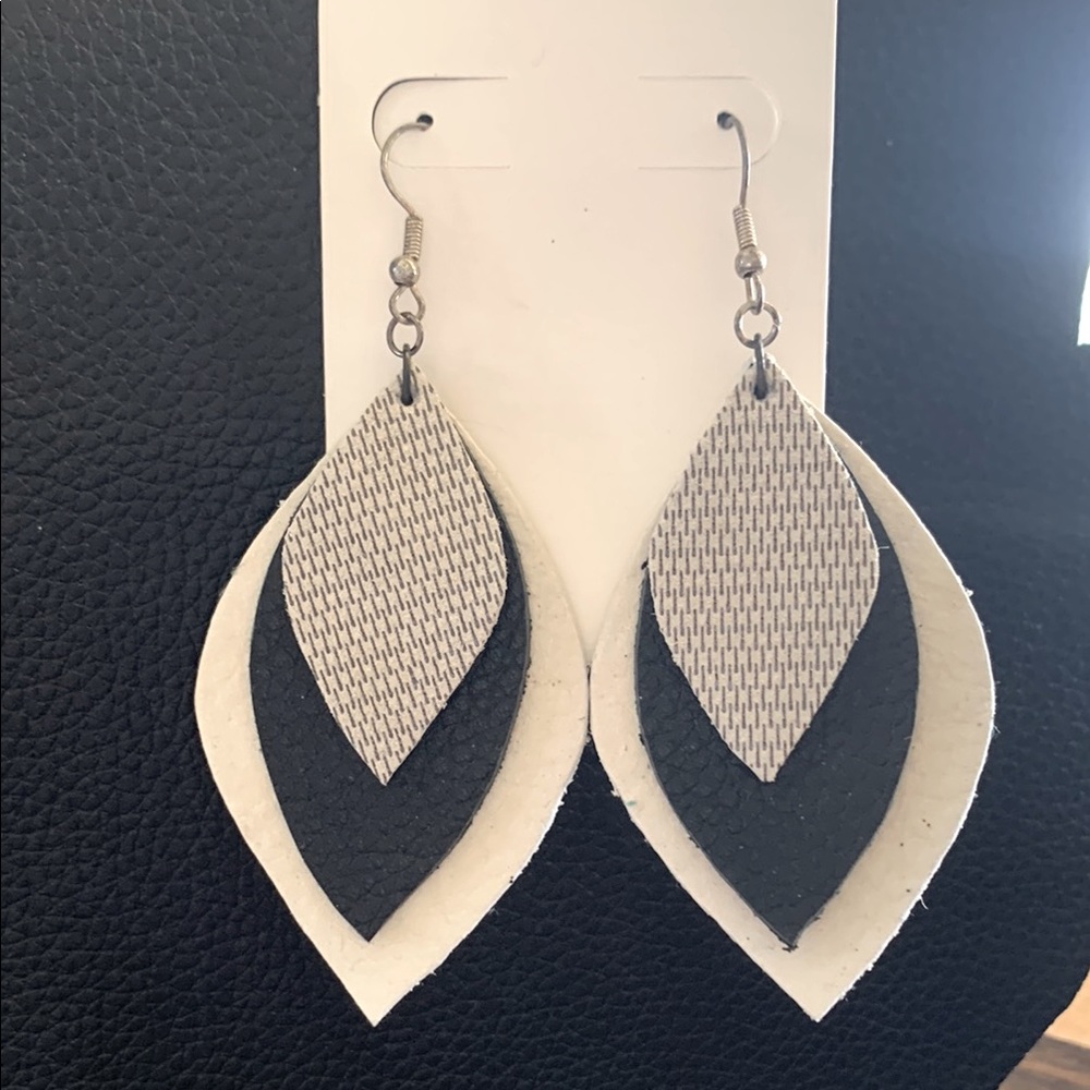 Chic Black and White Layered Earrings